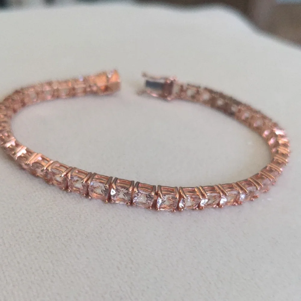 New Rose Gold Over Sterling Silver Morganite Tennis Bracelet, 7 1/4